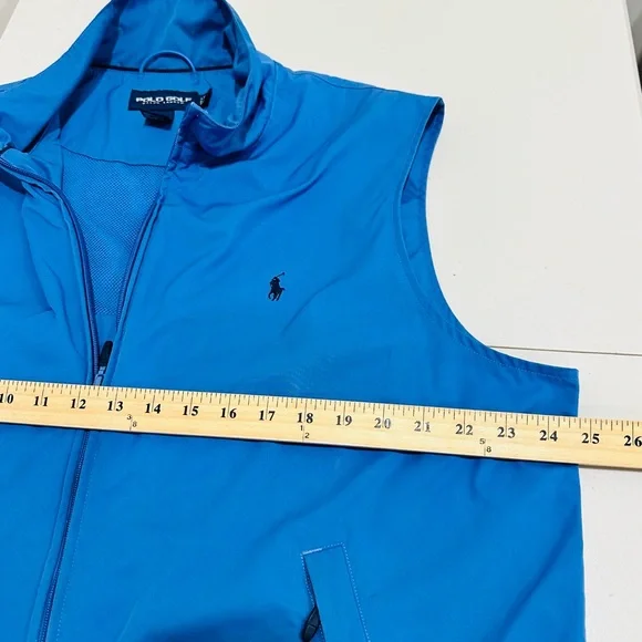 Polo Golf Ralph Lauren Vest Large Blue Full‎ Zip Windbreaker Mesh Lined Jacket - Picture 4 of 6